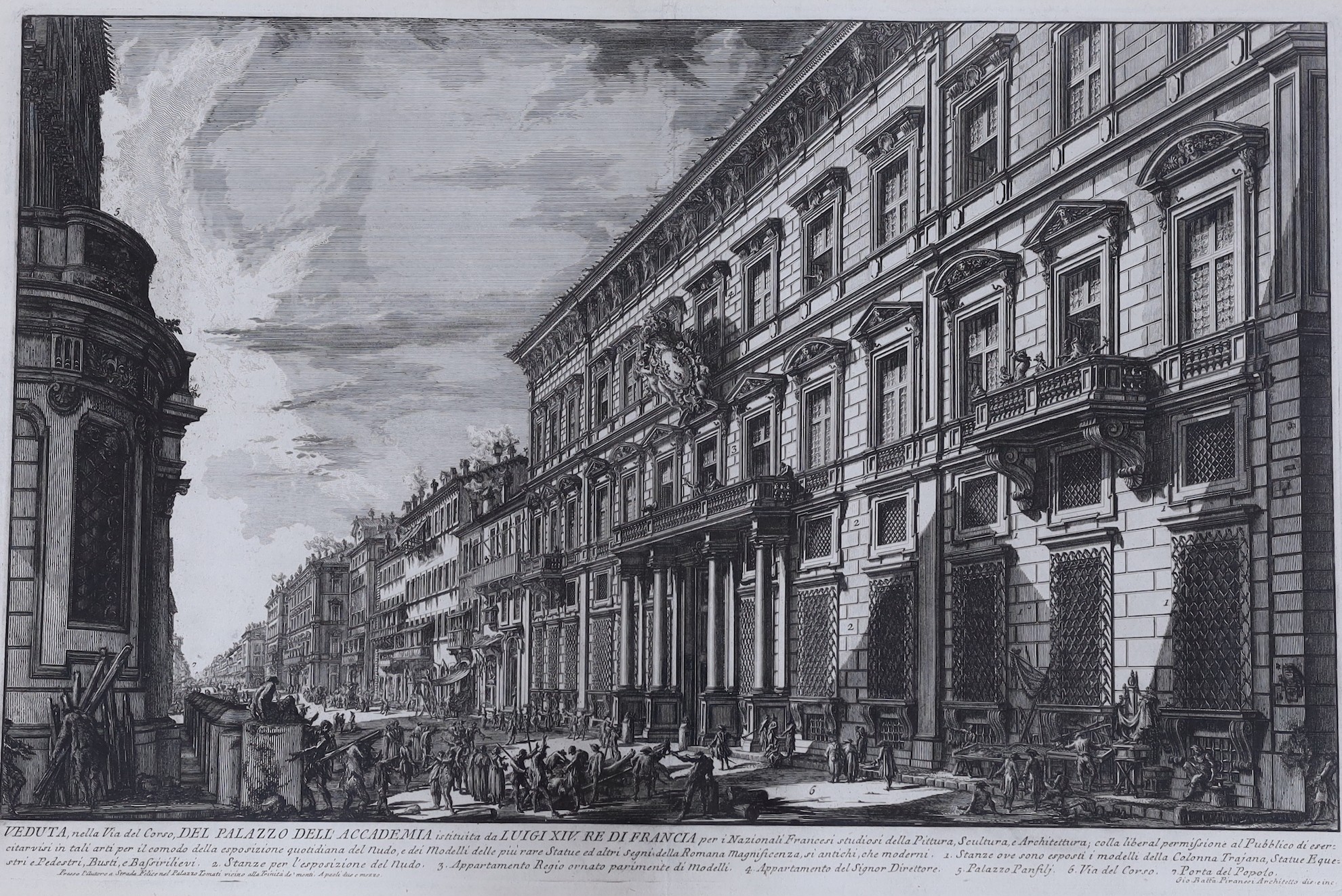 Giovanni Battista Piranesi (1720-1778), engraving, Veduta del Palazzo dell'Accademia Instituita da Luigi XIV Re di Francia, 42 x 64cm